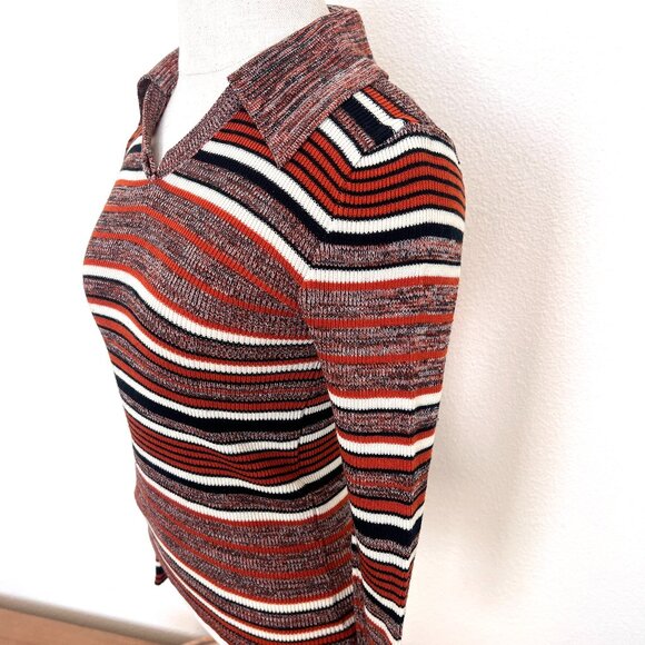 70's Pullover Sweater - Collared - Exclusive Imports - Striped - Size Small - Picture 9 of 10